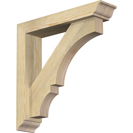 Ekena Millwork Balboa Traditional Rough Sawn Bracket w/ Offset Brace, Douglas Fir, 4"W x 18"D x 18"H BKT0402X18X18BOA01RDF